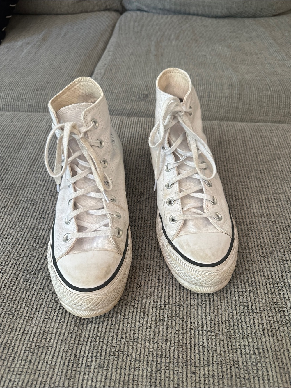 Converse white high top shose